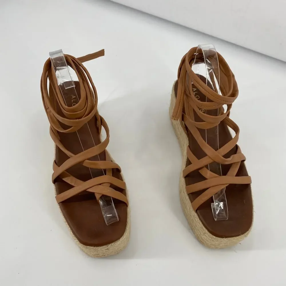 ALOHAS Paw Paw Brown Espadrille Platform Sandal camel